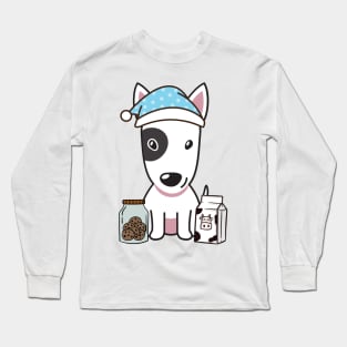 Funny bull terrier is having a midnight snack Long Sleeve T-Shirt